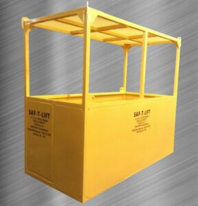 Yellow SAF-T-LIFT personnel personnel basket manufactured by Cabs Rops & Attachments for safe elevated access and maintenance operations