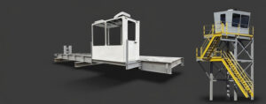 Two installed control cabs on platforms highlighted on a grey background